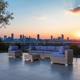 Seating Set With Cushions Handcrafted Wicker Design