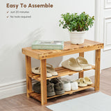 Shoe Rack Bench, 2 Tier Organizer For Entryway - Acacia Wood