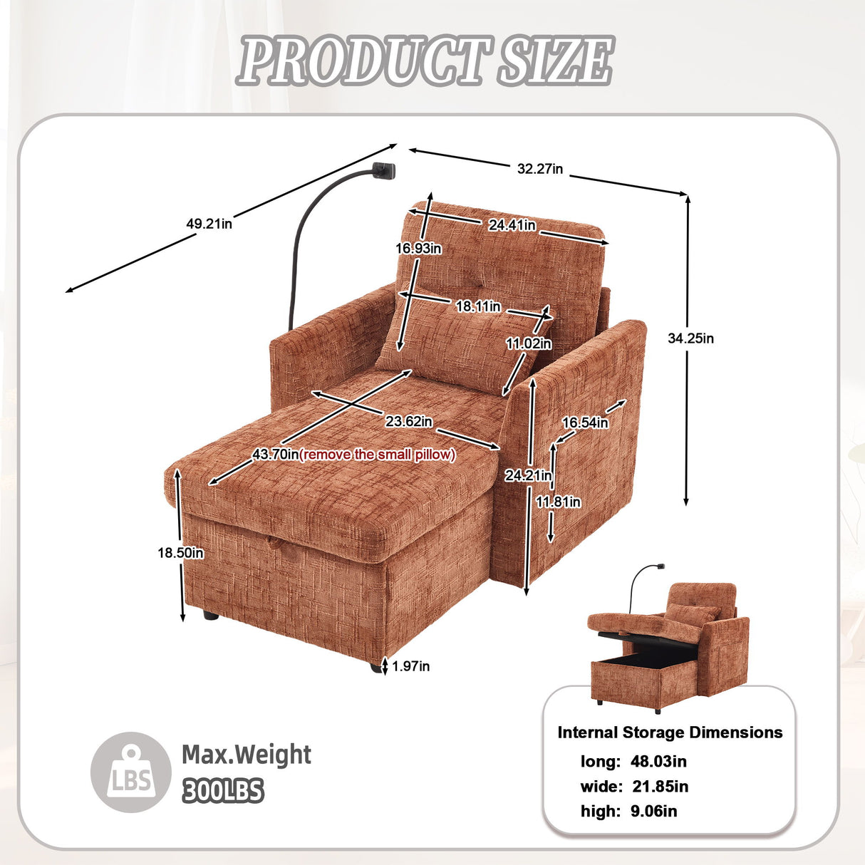 Multifunctional Chenille Recliner Sofa With Storage And Phone Bracket