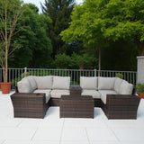 Outdoor Wicker Sectional With Weather Resistant Cushions And Table
