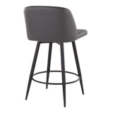 Toriano - Contemporary Fixed-Height, Counter Stool With Swivel With Round Footrest (Set of 2)