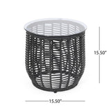 Boho Arias - Side Table With Tempered Glass Top And Rattan Wrap