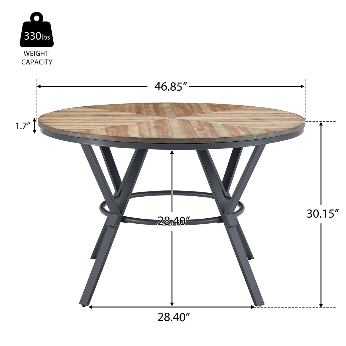 Modern Style Indoor Dining Round Table With Metal Legs - Light Birch