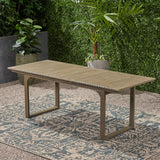 Outdoor Expandable Acacia Wood Dining Table With U Shaped Leg