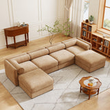 Contemporary Elegant White Chenille Sofa With Storage And Ottoman