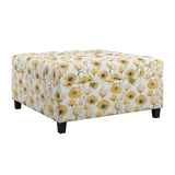 Floral Storage Ottoman With Traditional Design - Gold