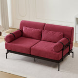 Modern Loveseat Sofa 2 Seater With USB Ports, Cylindrical Armrests