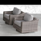 Elegant Swivel Patio Chair With Luxurious Cushions Perfect For Outdoor Relaxation (Set of 2) - Gray Mix