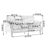 Rolled Arm Sofa With Nailhead Trim With Wooden Legs