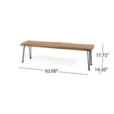 Zion - Industrial Wood And Metal Rectangular Bench With Faux Live Edge Design - Teak