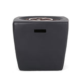 Outdoor Lightweight Concrete Square Fire Pit 40, 000 Btu With Built In Tank Storage - Dark Gray