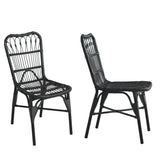 Outdoor Wicker Patio Dining Chairs Set With Durable Frame And Rattan Weave