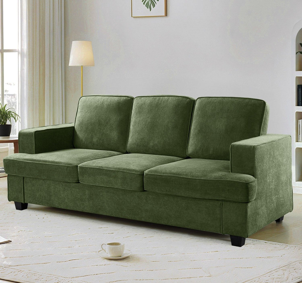 Modern Sofa, Comfortable 3 Seater Couch With Deep Seating, Loose Back Cushions, Wide Arms