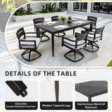 Outdoor Modern Patio Dining Table, Post Tapered Legs, Weatherproof & Rust Free
