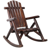 Durable Wooden Porch Rocker, Fir Log Rocking Chair
