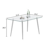 Thick Tempered Glass Top Dining Table & Stainless Steel Legs - Silver