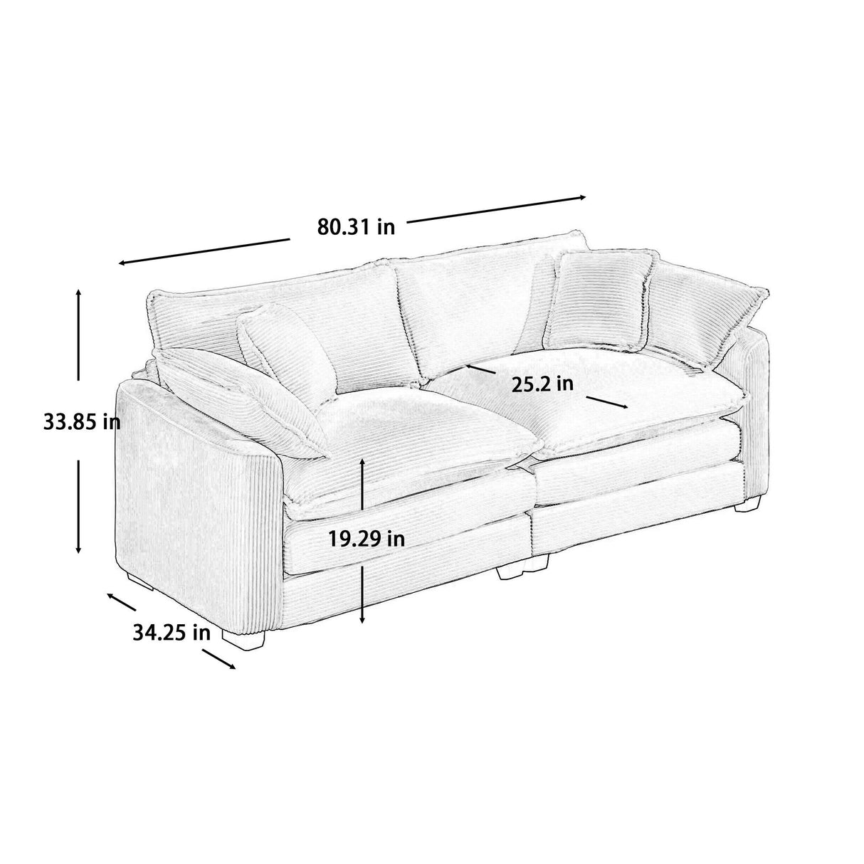 Elegant Corduroy Oversized Sectional Sofa Set With Deep Seats And Flexible Layout