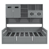 Daybed With All-In-One Cabinet And Shelf