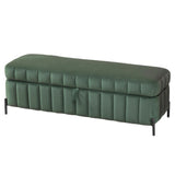Wide Upholstered Velvet Storage Soft Bench Ottoman With Metal Legs
