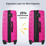 Hardshell Luggage Sets 2 Pieces + Bag Spinner Suitcase With Tsa Lock Lightweight 20" / 28" - Pink