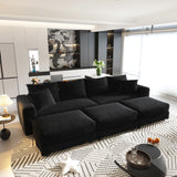 Deep Seat Convertible Sofa With Soft Pillows And Ottomans
