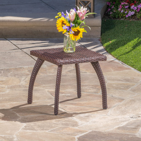 Luminant - Outdoor Side Table With Iron Frame - Brown