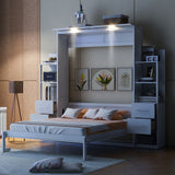Murphy Wall Bed With Shelves, Drawers And LED Lights