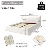 Upholstered Platform Bed With Special Shaped Velvet Headboard