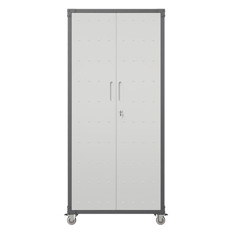 Metal Garage Storage Cabinet With Wheels Heavy Duty Tool Storage Cabinet - Brushed Nickel