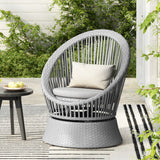 Modern Swivel Wicker Lounge Chair With Round Design
