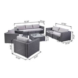 7 Person Outdoor Seating Group With Cushions - Gray / Silver