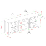 Modern Farmhouse 2 Door Glass Windowpane 70" TV Stand For 80" TVs