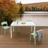 4 Piece Set Of Modern Designed Single Chairs With Long Table