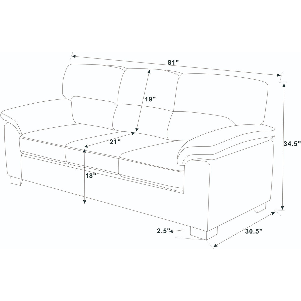 Vintage Inspired 3 Seat Sofa With Tufted Cushions