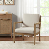 Tage - Upholstered Accent Armchair With Slatted Back Design - Ivory