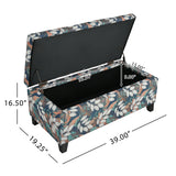 Charming Floral Storage Ottoman With Upholstered Fabric
