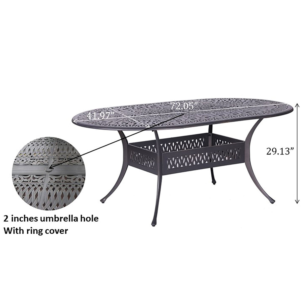 Oval Aluminum Dining Set With Cushions