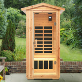 1 Person Far Infrared Old Fir Outdoor Sauna Room - Natural