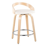 Grotto - Contemporary Fixed Height Counter Stool & Swivel, Round Footrest (Set of 2)