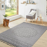 Guros - 4' X 6' Medallion Indoor / Outdoor Area Rug - Gray / White