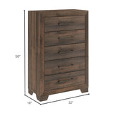 5 Drawer Chest With Casual Style - Brown
