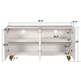 Modern Fluted Sideboard Buffet With Storage, Curve Element, 4 Doors With Adjustable Shelves