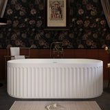 67" Freestanding Solid Surface Bathtub, Luxury Engineered Stone Resin Freestanding Soaking Bathtub With Overflow And Pop-Up Drain Cupc Certified 23S13-67 - Matte White