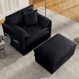 Oversized Chair With Movable Ottoman, Soft Upholstered Lounge Chair