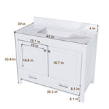 43" Bathroom Vanity, Multi Functional Cabinet, Doors And Drawer - White