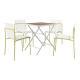 4 Piece Set Of Modern Color Block Designed Single Chairs With Folding Square Table