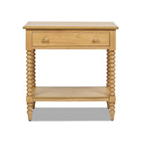 Easton - Modern Farmhouse Turned 1 Drawer Storage Side Table With Shelf - Natural Brown