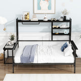 Daybed With Movable Desk, Grid, Shelves And Clothes Hanger