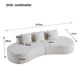 Curved Boneless Couch, Half Moon Sofa, 5 Seat Couch With High Density Foam Filled For Living Room - White