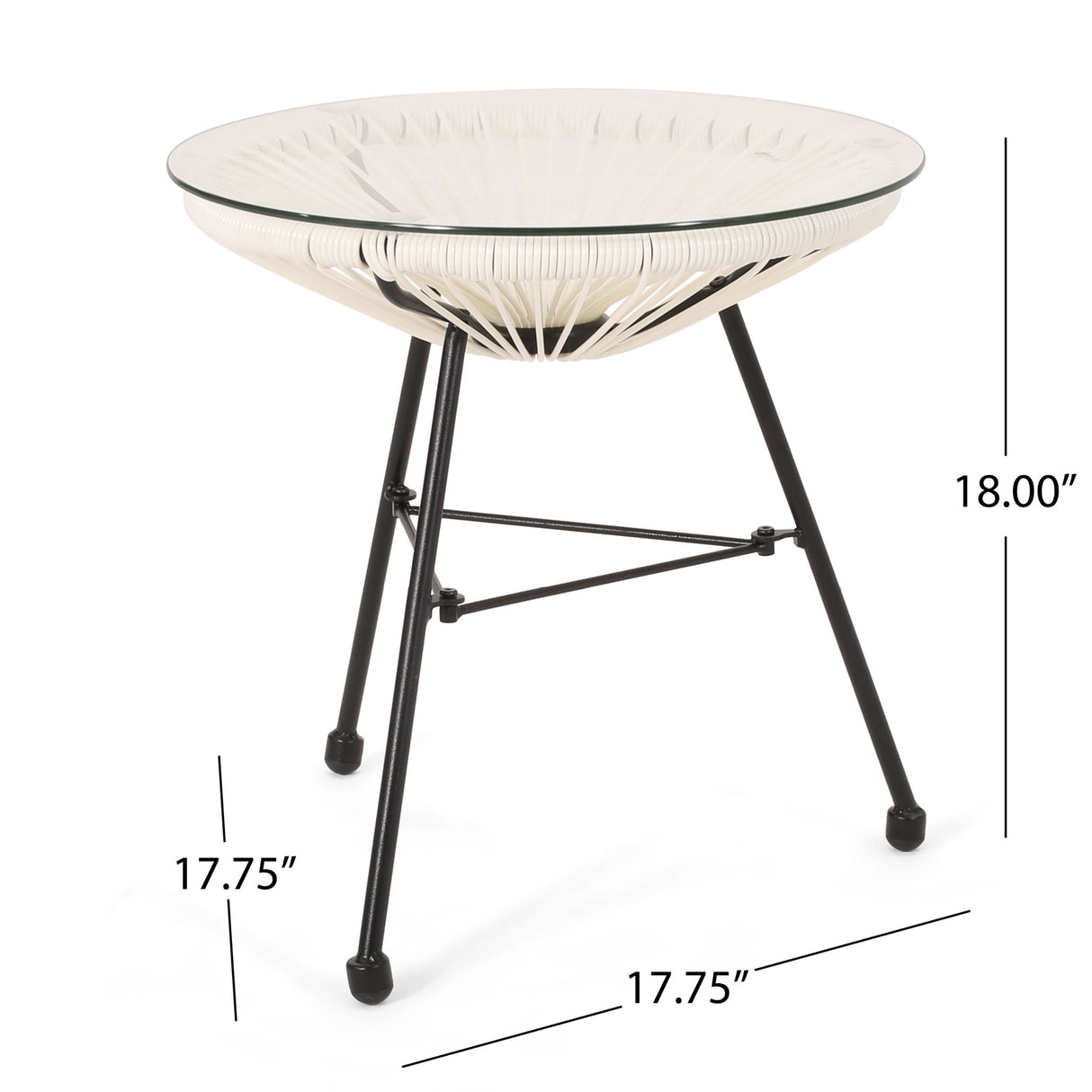 Nusa - Modern Rattan Side Table With Tempered Glass Top